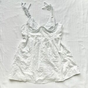 Garage Eyelet & Bow Strap Sundress Cottagecore Boho Vacation 🧁 Size Extra Large